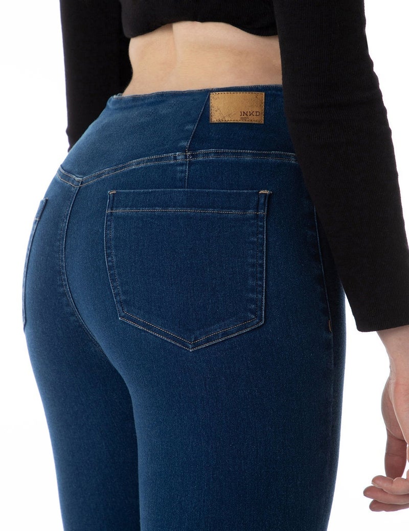 inkd بنطال جينز نسائي متوسط الارتفاع وقابل للسحب - Image 5